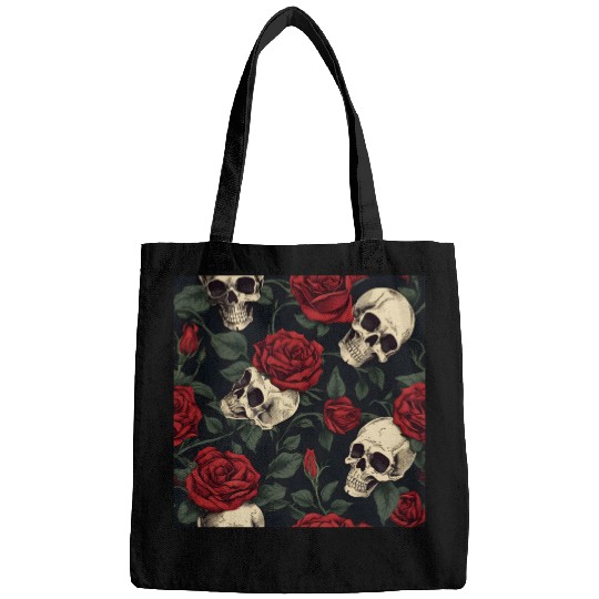 Dark Elegant Goth Skulls & Red Roses Pattern Bags