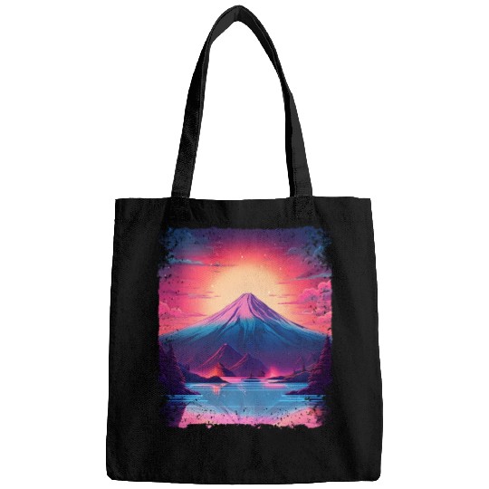 Mount Fuji Sight Aesthetic Japan Vaporwave Volcano Bags