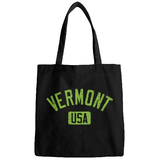 Vermont Usa Arched Text Distressed Lime Green Prin Bags