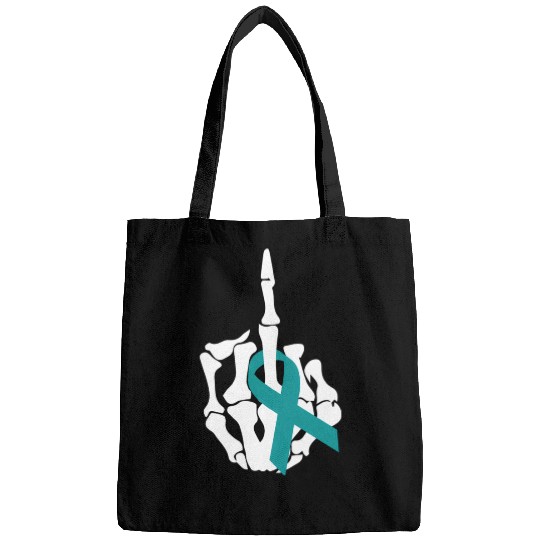 Fuck Ovarian Cancer Middle Finger Ovarian Cancer A Bags
