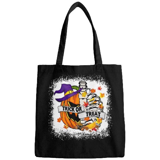 Retro Fall Leaves Trick Or Treat Halloween Pumpkin Bags
