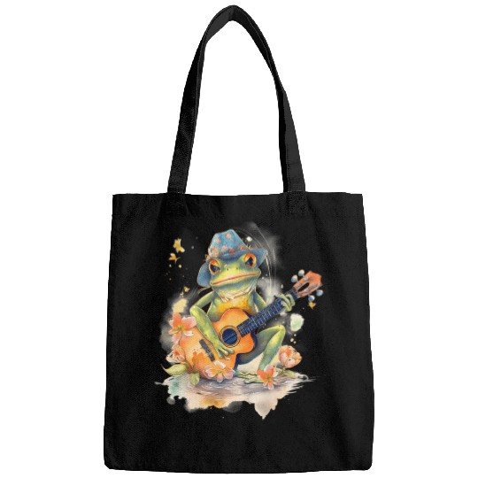 Cottagecore Aesthetic Frog Playing Banjo Guitar Bags