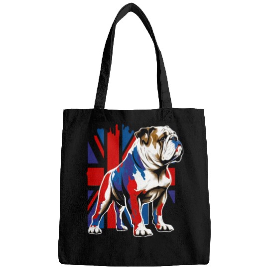 British Bulldog With Union Jack Flag King Charles Bags