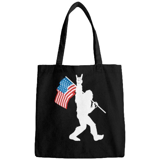 Bigfoot Rock And Roll Usa Flag For Sasquatch Belie Bags