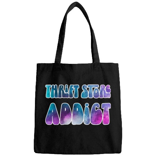 Thrift Store Addict blue purple watercolor Bags