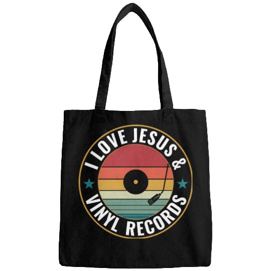 I Love Jesus And Vinyl Records Funny Vinyl Lover Bags