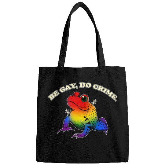 BGD crime - Vintage LGBT Rainbow Frog Meme Bags