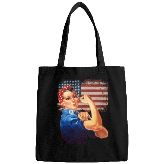 Rosie The Riveter American Flag Usa Rosie The Bags