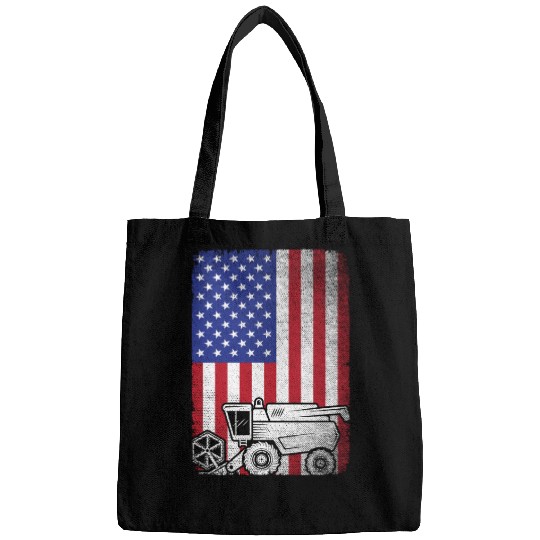 Combine Harvester American Flag Farmer Agriculture Bags