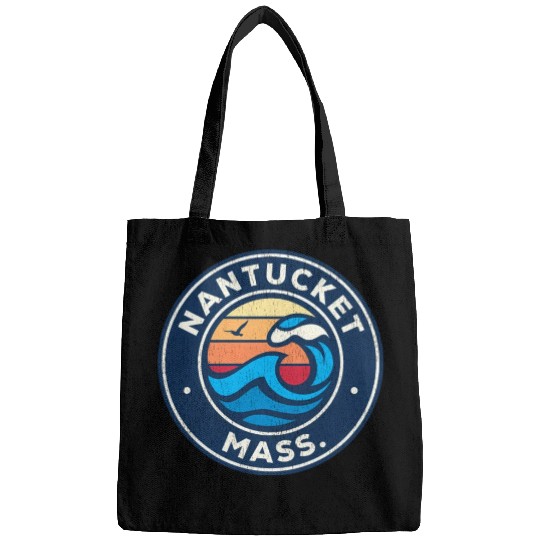 Nantucket Massachusetts Ma Nautical Waves Bags