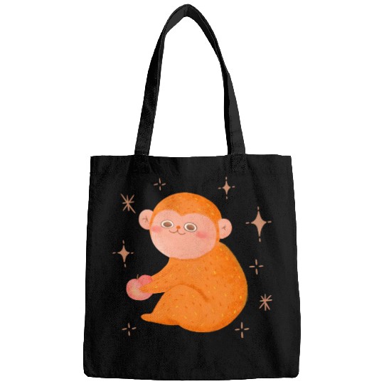 Cute Monkey With Honey Peach Bags