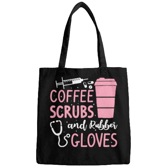 Coffee Scrubs And Rubber Gloves Medical Nurse Doct Bags