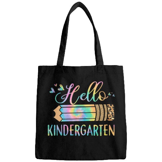 Back To School Hello Kindergarten Leopard Tie Dye Bags