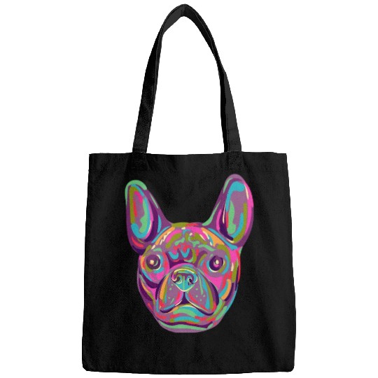 French Bulldog Frenchie head Pop art style Bags