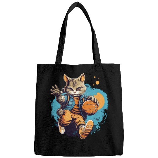 Basketball Cat Basketball Player I Love Basketball Bags