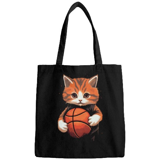 Basketball Cat Basketball Player I Love Basketball Bags