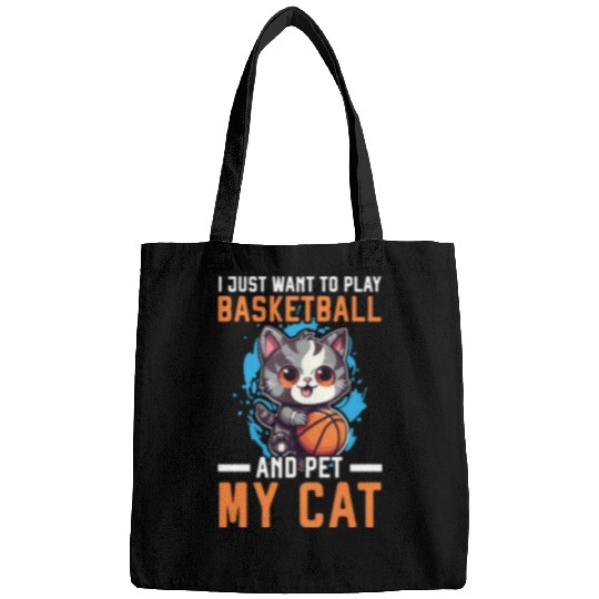 Basketball Cat Basketball Player I Love Basketball Bags