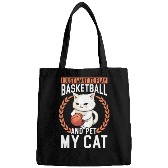 Basketball Cat Basketball Player I Love Basketball Bags