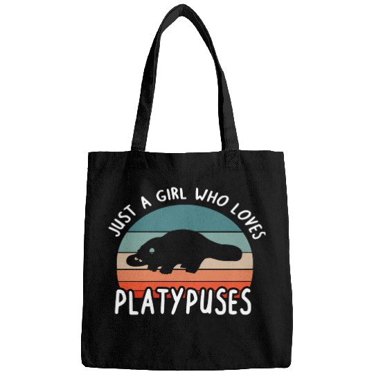 Girl Platypus Lover Illustration Animal Bags