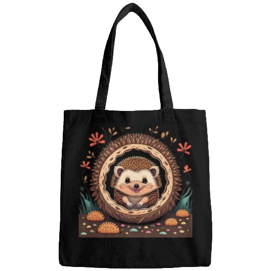 Cozy Quills: Serene Hedgehog in Burrow Bags
