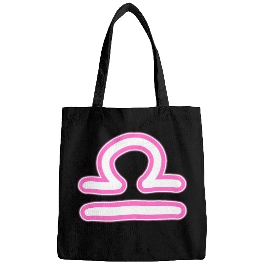 Libra Zodiac Sign Neon Pink Bags