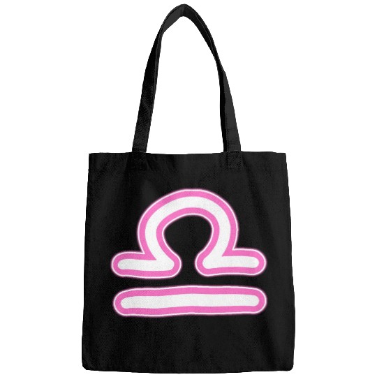 Libra Zodiac Sign Neon Pink Bags