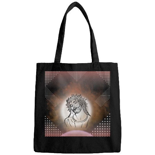 Sacred Jesus with Crown of Thorns Illustration Bags
