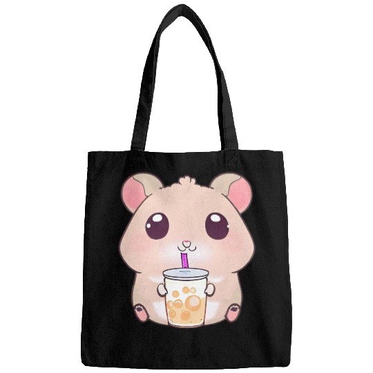 Kawaii hamster with bubble tea Bags