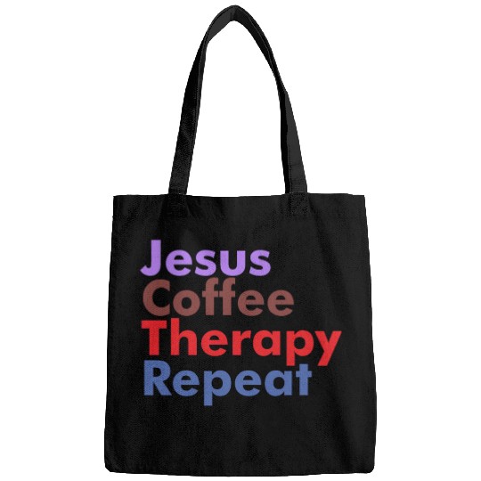Jesus Coffee Therapy Repeat Christian Bags
