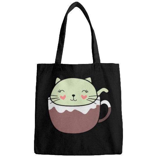 Mint Hot Cocoa Cat in Coffee Mug Bags