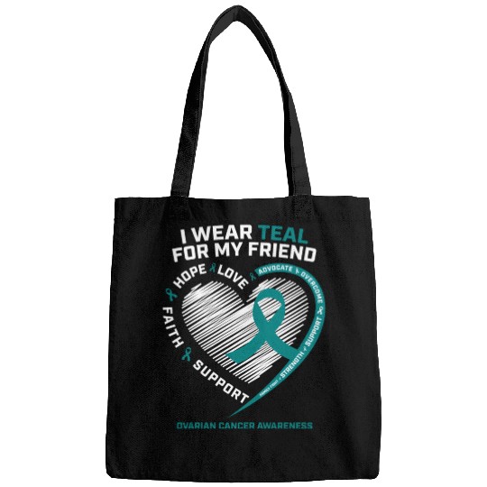 Teal Ribbon Ovarian Cancer Awareness Friend Bags