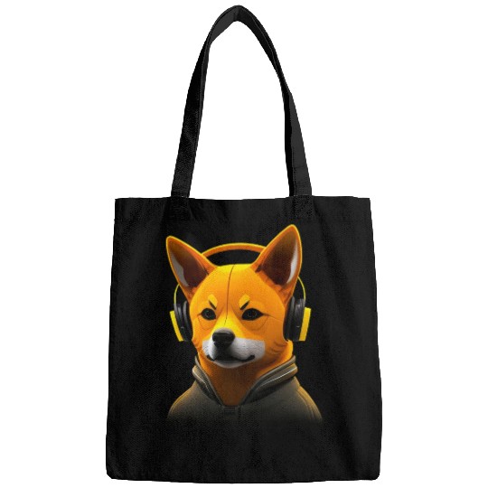Running Shiba Inu with Headphones, Athletic Dog Bags