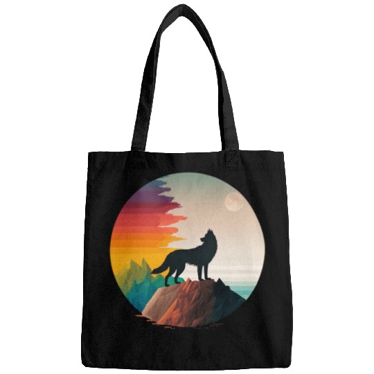 LGBTQIA+ Majestic wolf on the mountain top Bags