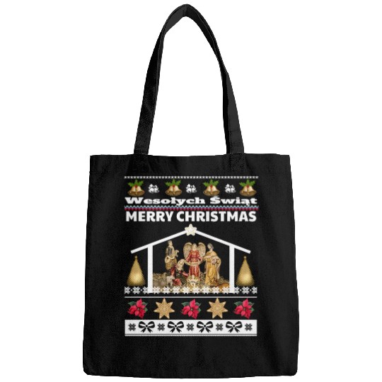 Polish Wesolych Swiat Nativity Scene Jesus Born Bags