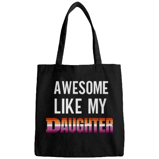 Awesome Like My Daughter Pride Lesbian Flag Bags