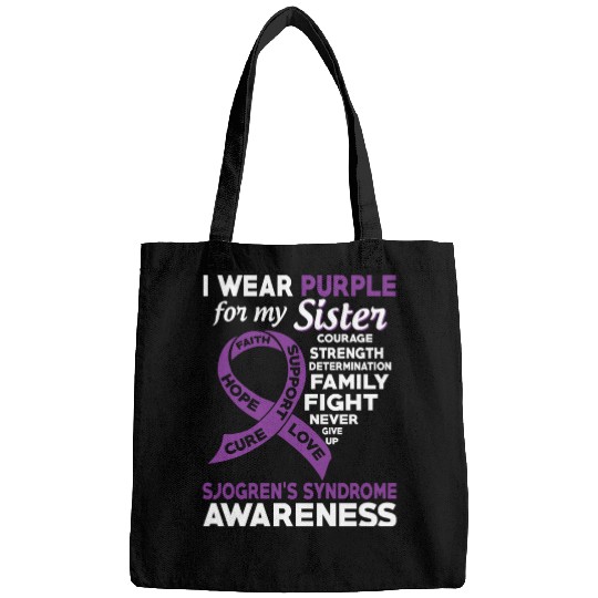 I Wear Purple For My Sister Sjogren s Syndrome Bags