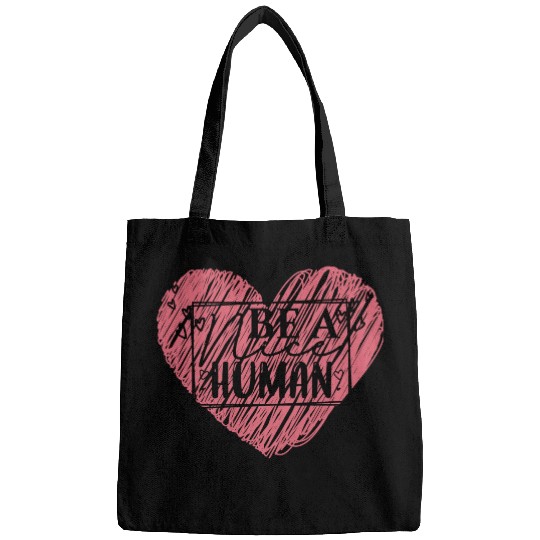 Be a Nice Human Red Heart Artwork - Bold Reminder Bags