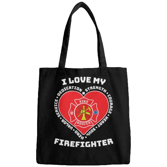 I Love My Firefighter Fire Rescue Hero Heart Bags