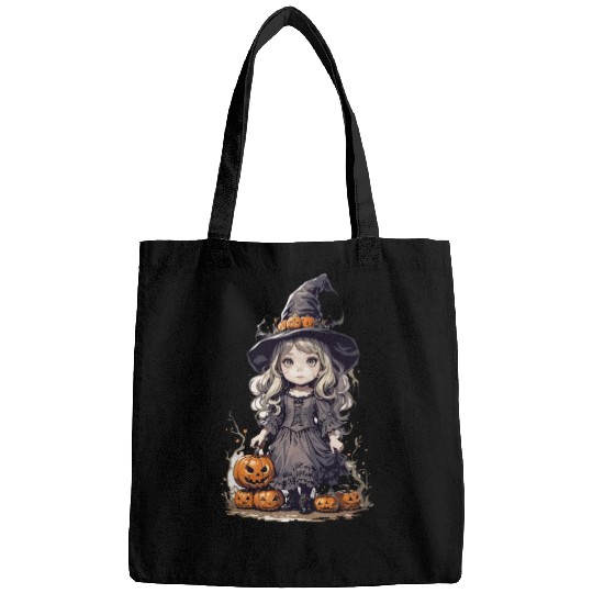 cute and creepy halloween fantasy witch Bags