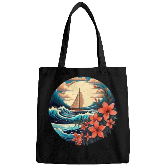 Sailing Ship Sailing Orchids Flowers Sailboat Bags