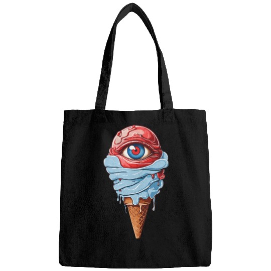 an ice cream with a red eye Bags Design