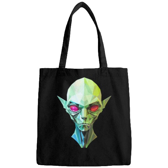 Polygonal Alien: Portrait with Red Eyes Bags