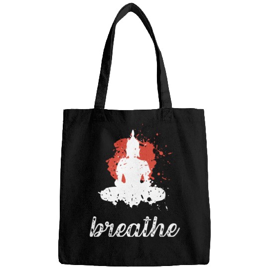 Breathe quote Buddha graphic Bags
