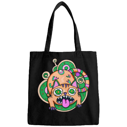Psychedelic Trippy Cat Bags