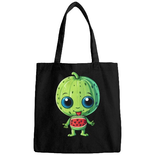 Green Alien & Watermelon: A Galactic Fusion Bags