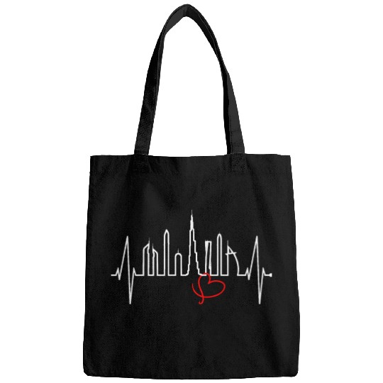 Dubai Skyline Heartbeat Burj Khalifa Silhouette Bags