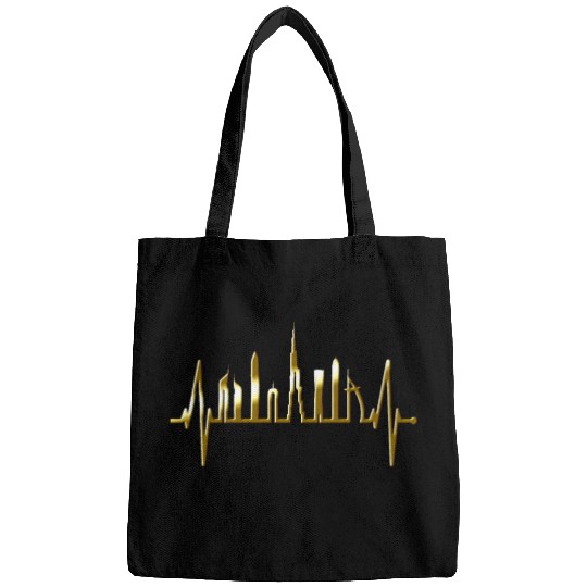 Dubai Skyline Heartbeat Burj Khalifa Silhouette Bags