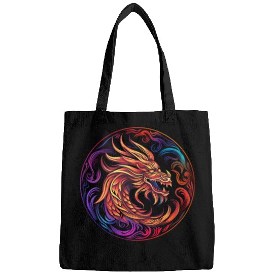 Logo dragon pattern circle pentel color Bags