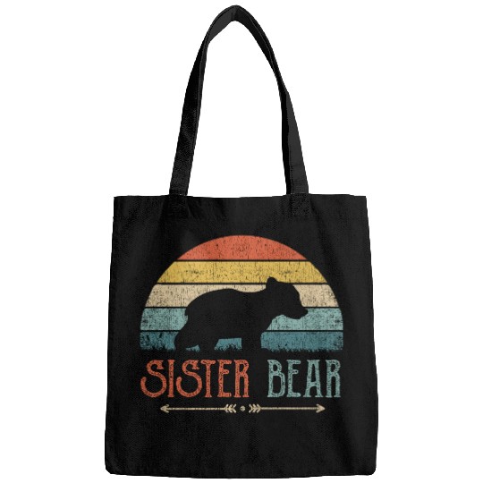 Cute Sister Bear Retro Little Sister Vintage Big Bags