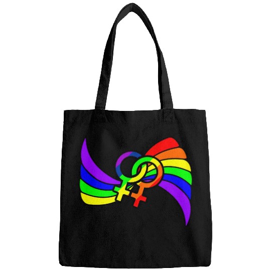 Gender lesbians logo in rainbow colors Bags